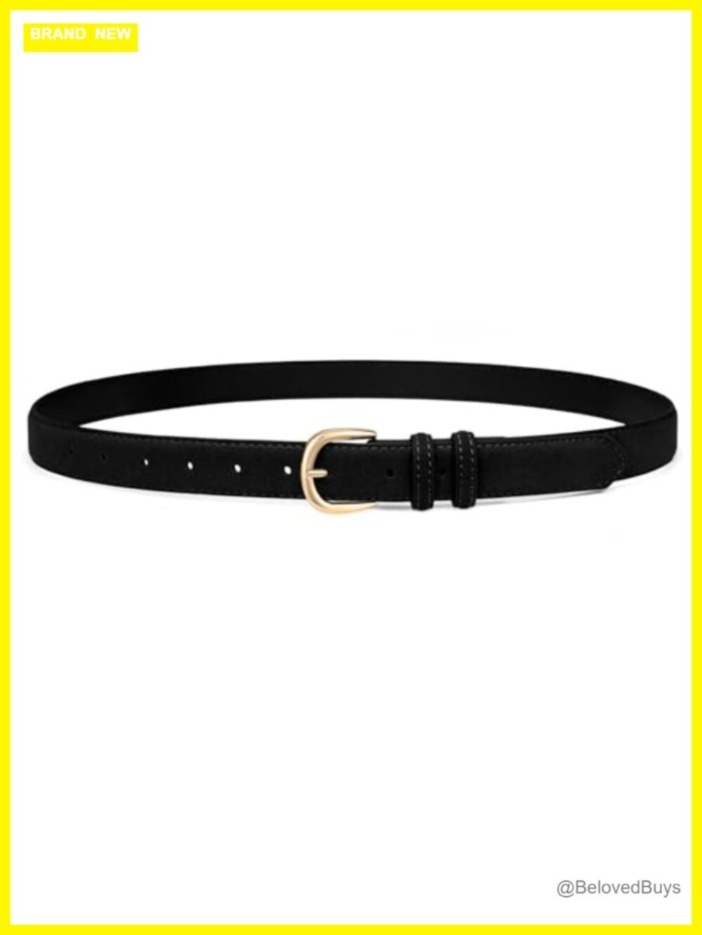 Women's Faux Suede Belt 1-Inch with Gold Buckle